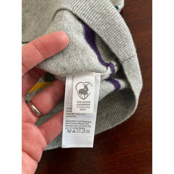 NWT J.Crew 100% Cashmere Crewneck Sweater Grey Stripe BM092 Mens Size XL $168 - Picture 9 of 12